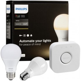 Elettronica e Elettricità PHILIPS HUE WHITE STARTER KIT E27 CON 1 BRIDGE E 2 LAMPADINE WHITE CONNESSE INCLUSE 9 W BIANCO