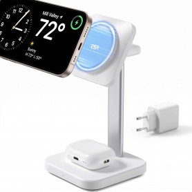Caricabatterie Caricatore Wireless iPhone Supporto Magnetico 2 in 1 PowerWave Lite con cavo USB BIANCO