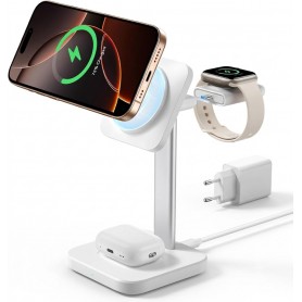 Caricabatterie Caricatore Wireless iPhone Supporto Magnetico 3 in 1 PowerWave Lite con cavo USB