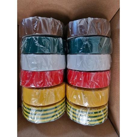 Outlet HELLERMANNTYTON NASTRO ISOLANTE IN PVC 25MM 25 METRI 12 PEZZI MULTICOLOR