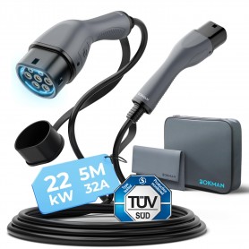 Outlet Bokman Cavo Tipo 2 22kW Cavo Ricarica Auto Elettrica 5 metri Trifase 32A IP55