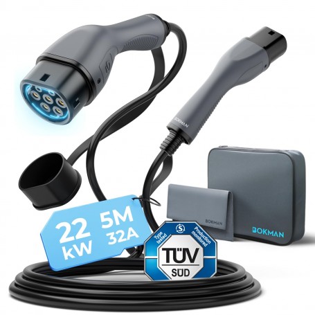 Outlet Bokman Cavo Tipo 2 22kW Cavo Ricarica Auto Elettrica 5 metri Trifase 32A IP55