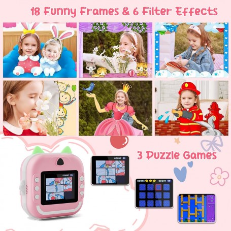 Fotocamera Istantanea Per Bambini Con Stampa - Macchina Rosa 32 GB - Nuova - Foto 2