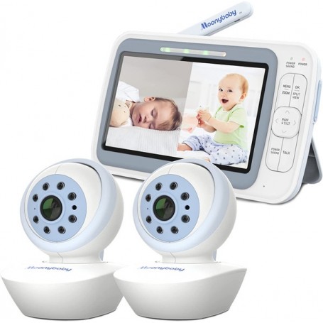 Infanzia Monitor Visualizzazione Quadrupla Moonybaby QuadView 60 con 2 telecamere e audio