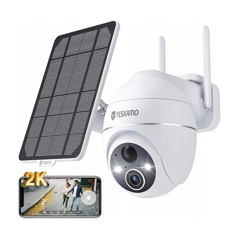 2 Telecamere WiFi Esterne Con Pannello Solare E Batteria – 3MP 2K HD, Visione Notturna A Colori, PTZ A 360° E Rilevamento Automatico Persone - 2