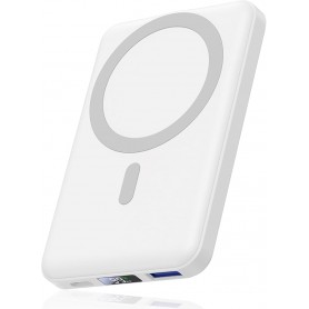 Caricabatterie Power Bank Magnetico Magsafe 10000mAh con display compatibile iPhone 15/14/13/12 Bianco