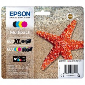 Cartucce CARTUCCIA EPSON STELLA MARINA SERIE 603 MULTIPACK NERO XL + 3 COLORI FORMATO STANDARD