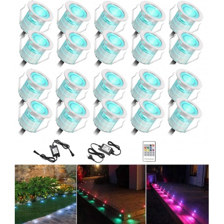 Elettronica e Elettricità FVTLED 20 pezzi RGB LED a incasso per pavimento IP67 impermeabile 12 V DC Ø30 mm 0.5W Terrazza Cuci...