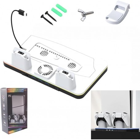 Accessori VENTOLA DI RAFFREDDAMENTO PS5 DOCK DI RICARICA CARICABATTERIA MULTIFUNZIONE