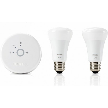 Elettronica e Elettricità KIT DI AVVIO PHILIPS HUE LUX CON 2 LAMPADINE LED CONNESSE + HUB CONTROLLABILE TRAMITE SMARTPHONE